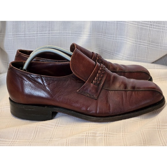 Vintage REGAL Brown Mens Loafers Size 10.5 D/B Leather Braided Detail Classic - Picture 4 of 15